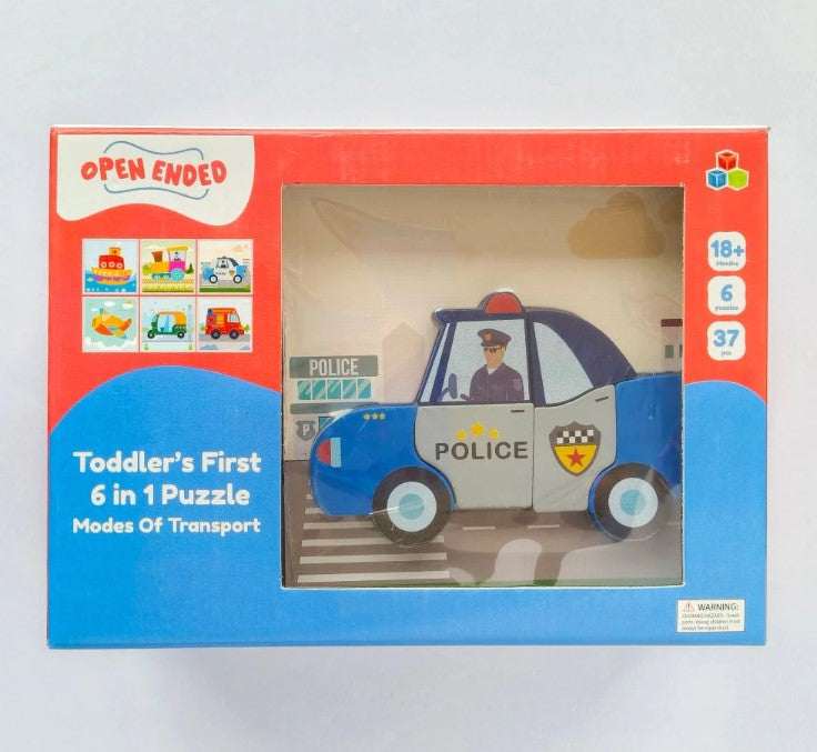Open Ended Toddler's First 6 In 1 Puzzle - Modes Of Transport Vehicle
