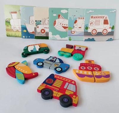 Open Ended Toddler's First 6 In 1 Puzzle - Modes Of Transport Vehicle