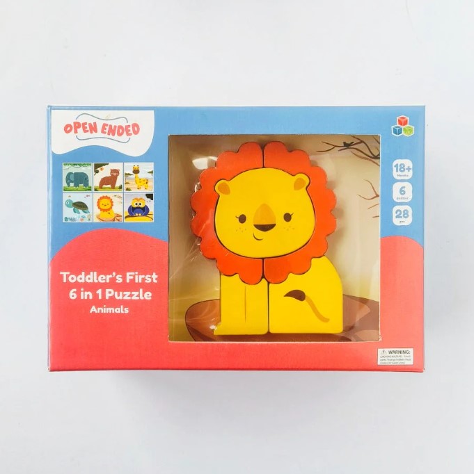 Open Ended Toddler's First 6 In 1 Puzzle - Animals
