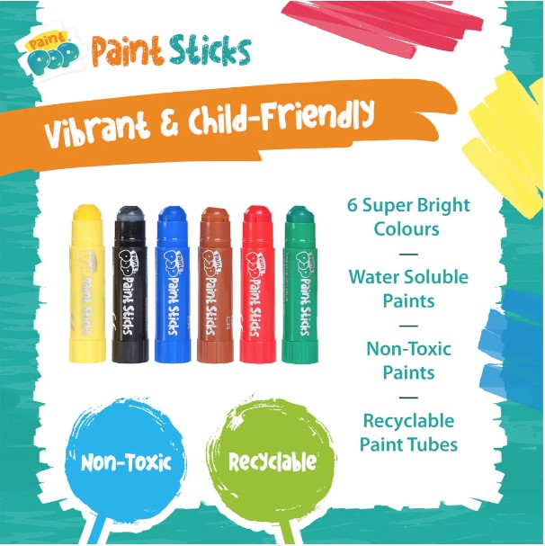 Paint Pop: Classic Quick Dry Paint Sticks, Pack of 6