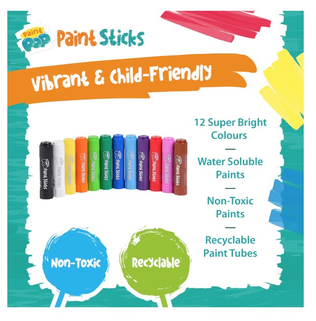 Paint Pop: Classic Colors Quick Dry Paint Sticks, Pack of 12