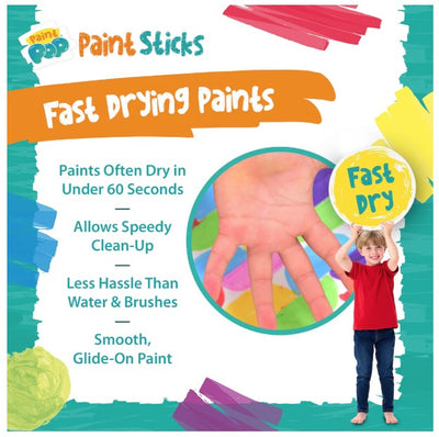 Paint Pop: Classic Colors Quick Dry Paint Sticks, Pack of 12