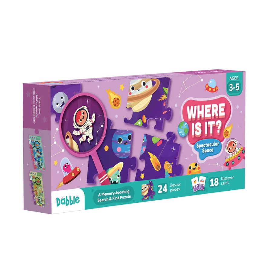 LoveDabble Space Search & Find Puzzle - 24 Jumbo Pieces With 18 Cosmic Discovery Cards