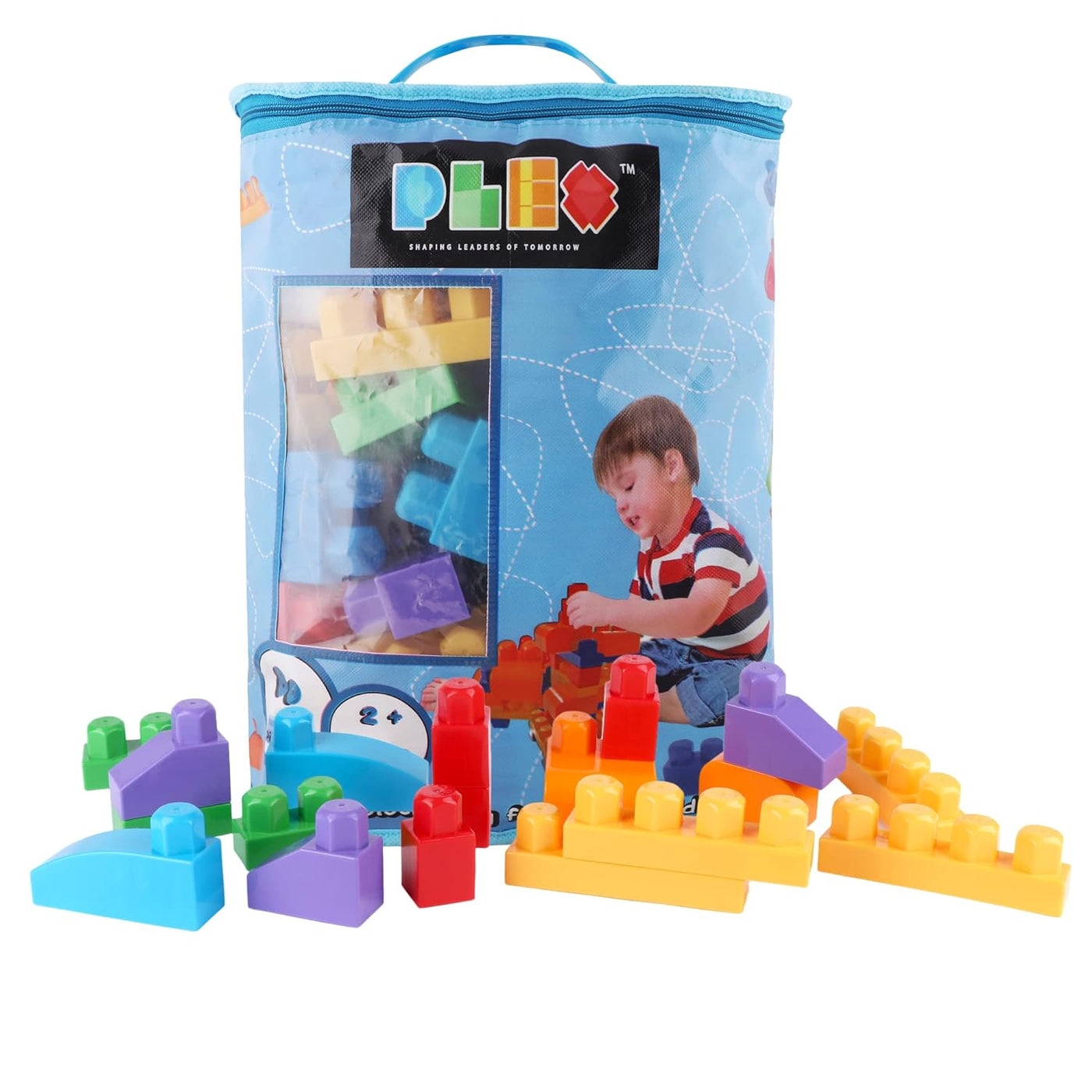 Building Blocks Bag Pack: Blue - 80 PCS | Plex