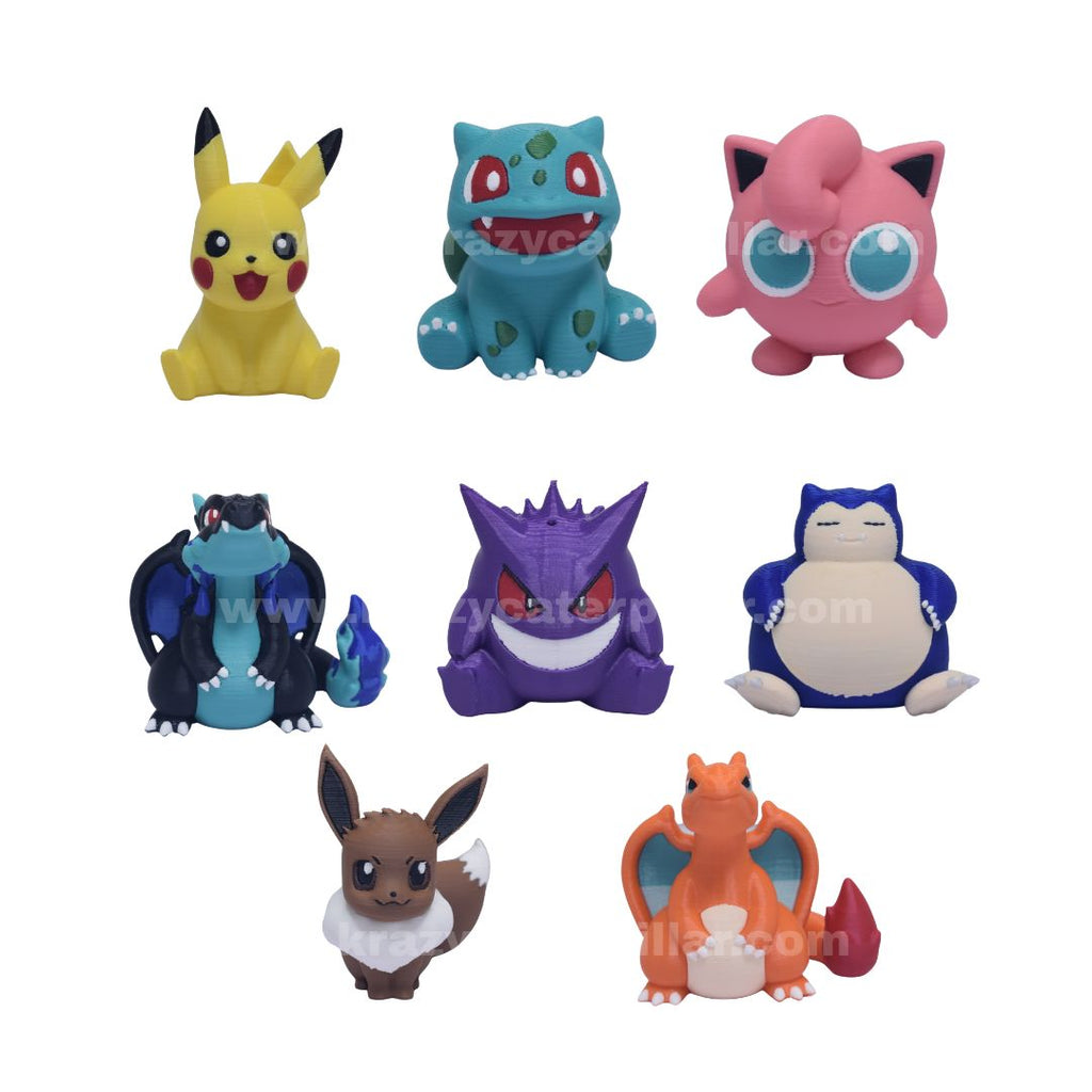 Pokemon 3-D Printed Miniatures ( Set of 8 Character)
