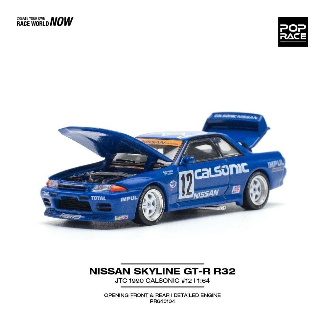 Pop Race Nissan Skyline Nissan GT R R32 JTC 1990 Calsonic #12 1:64