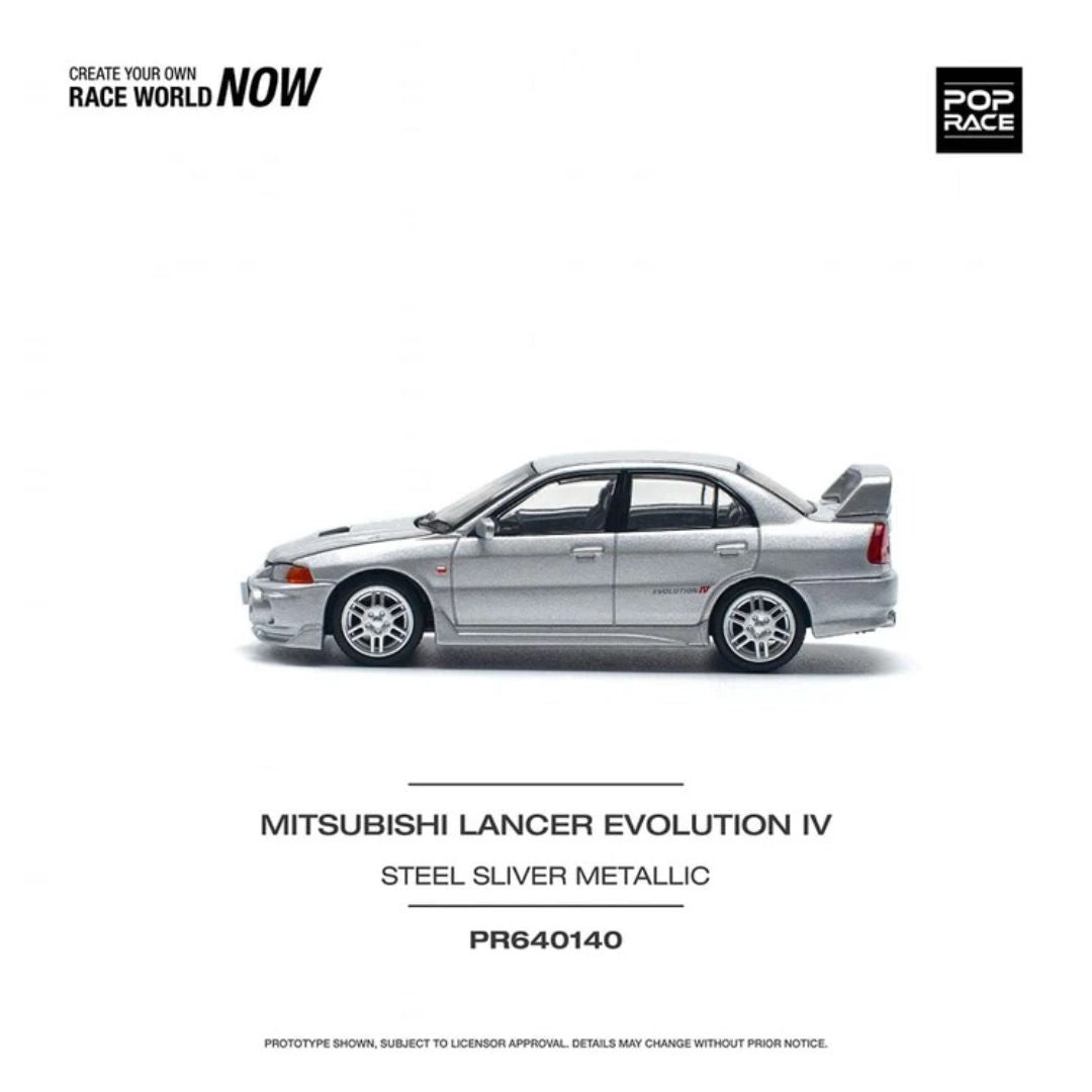 Pop Race #140: Mitsubishi Lancer Evolution IV Steel Silver Metallic 1:64
