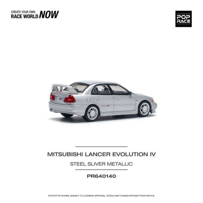Pop Race #140: Mitsubishi Lancer Evolution IV Steel Silver Metallic 1:64
