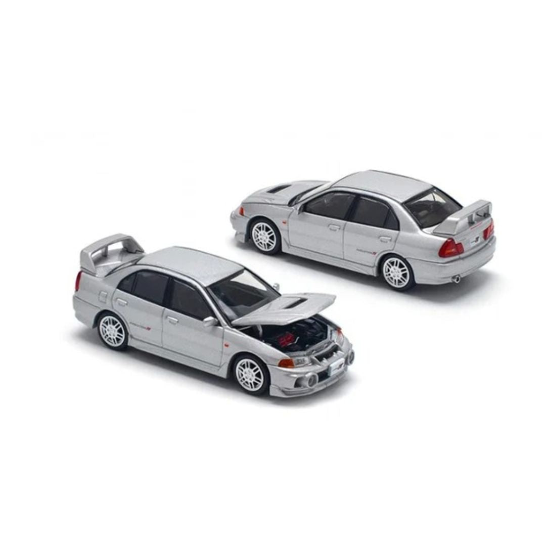 Pop Race #140: Mitsubishi Lancer Evolution IV Steel Silver Metallic 1:64