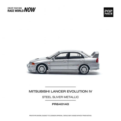 Pop Race #140: Mitsubishi Lancer Evolution IV Steel Silver Metallic 1:64