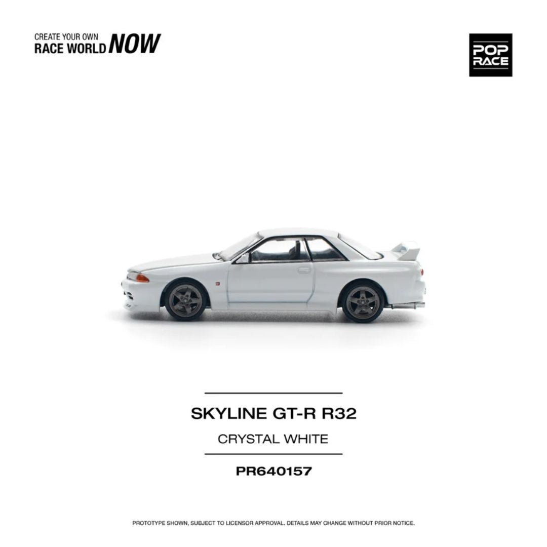Pop Race #157: Nissan Skyline GT-R R32 Crystal White 1:64