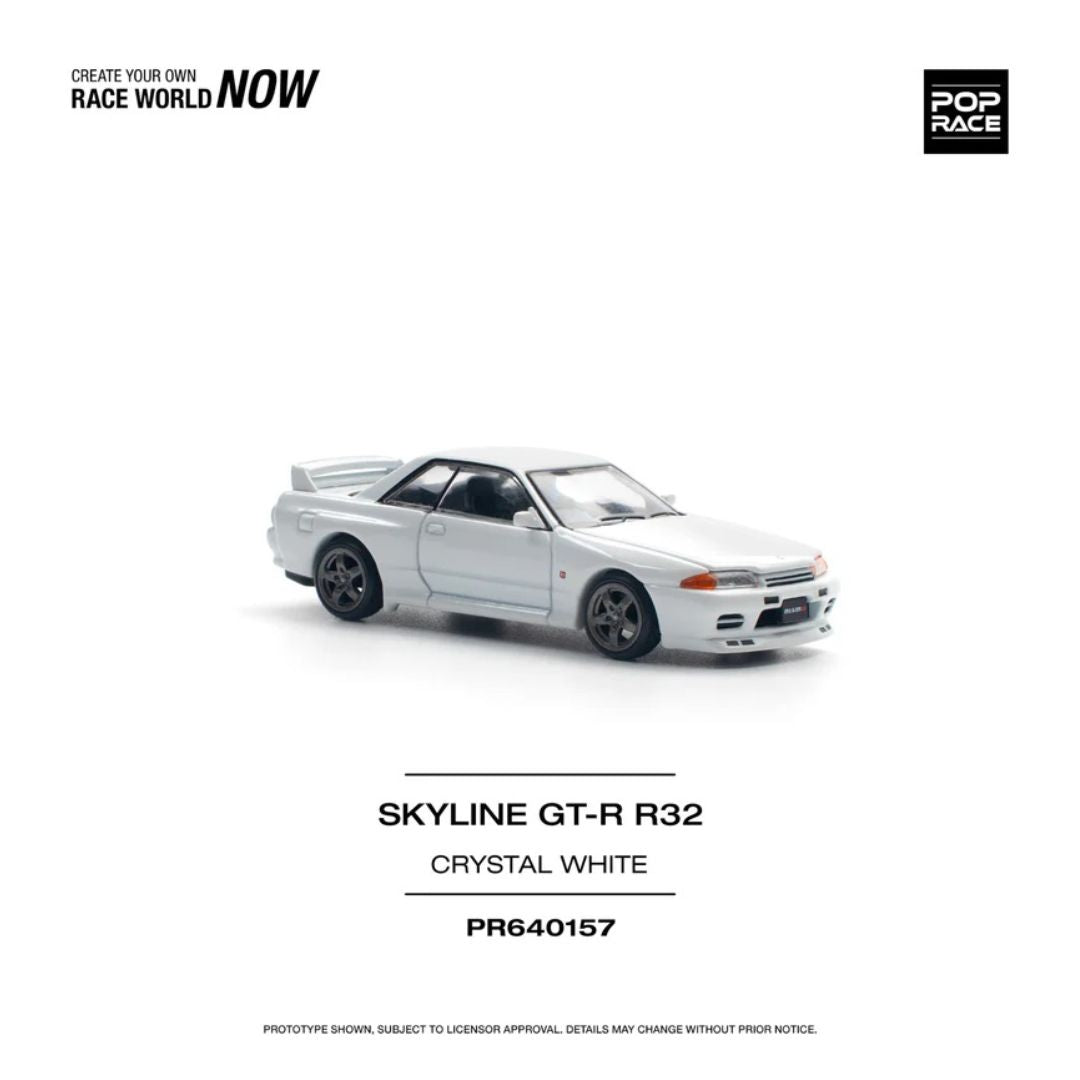 Pop Race #157: Nissan Skyline GT-R R32 Crystal White 1:64
