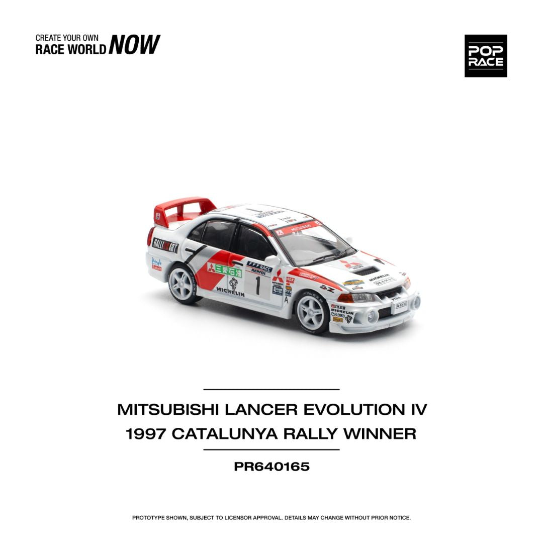 Pop Race #165: Mitsubishi Lancer Evolution IV 1997 Catalunya Rally Winner 1:64