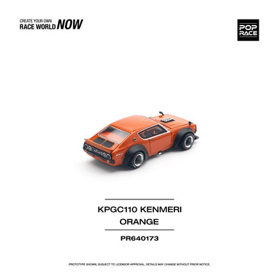Pop Race #173: Nissan Skyline GTR V8 Drift KPGC110 Kenmeri Orange 1:64