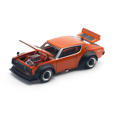 Pop Race #173: Nissan Skyline GTR V8 Drift KPGC110 Kenmeri Orange 1:64