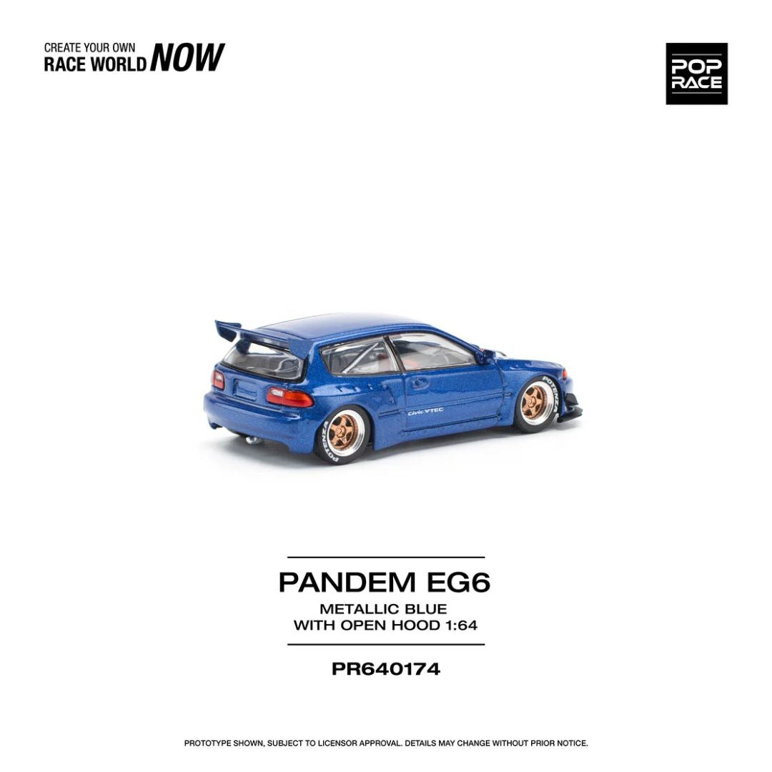 Pop Race #174: Pandem EG6 - Metallic Blue With Open Hood