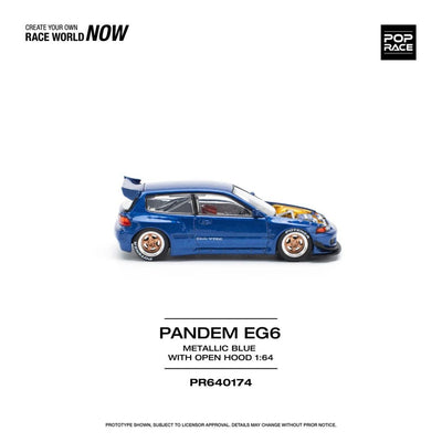 Pop Race #174: Pandem EG6 - Metallic Blue With Open Hood