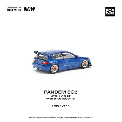 Pop Race #174: Pandem EG6 - Metallic Blue With Open Hood