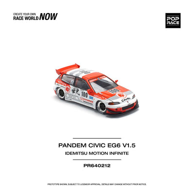 Pop Race #212: Pandem Civic EG6 V1.5 Idemitsu Motion Infinite 1:64