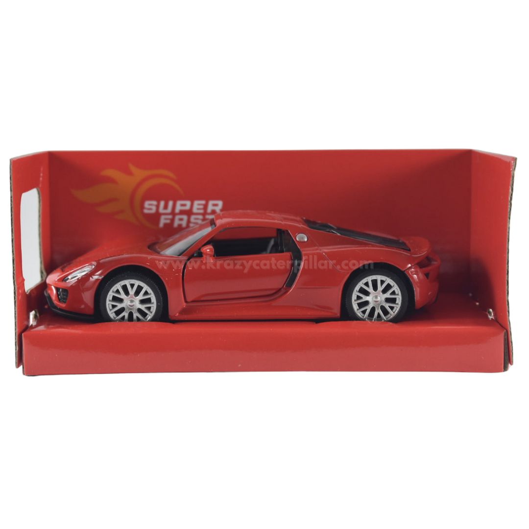 Super Fast City Car : Porsche 918 Spyder - Red Die-Cast Scale Model (1:32)