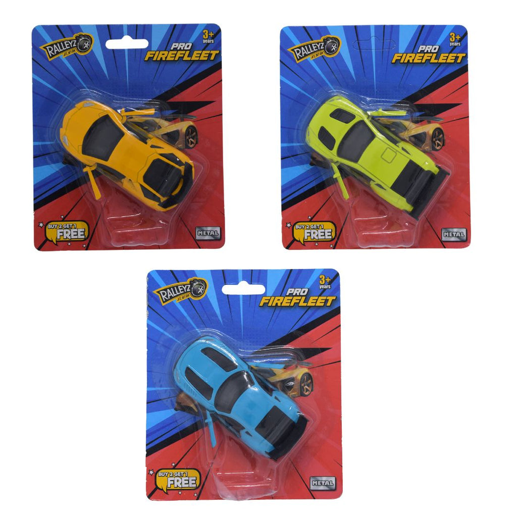 Ralleyz Pro Firefleet Pull Back 3 Cars Set - Yellow, Green, Blue