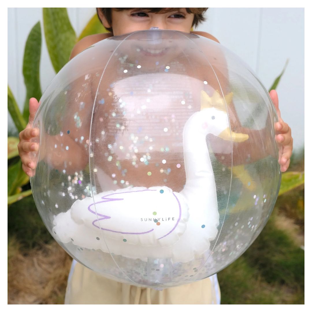 SUNNYLiFE 3D Inflatable Beach Ball Princess Swan Multi