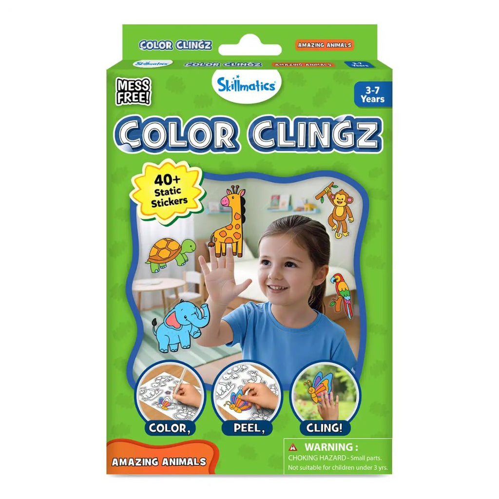 Skillmatics: Color Clingz: Amazing Animals - Mess-Free Reusable Static Stickers