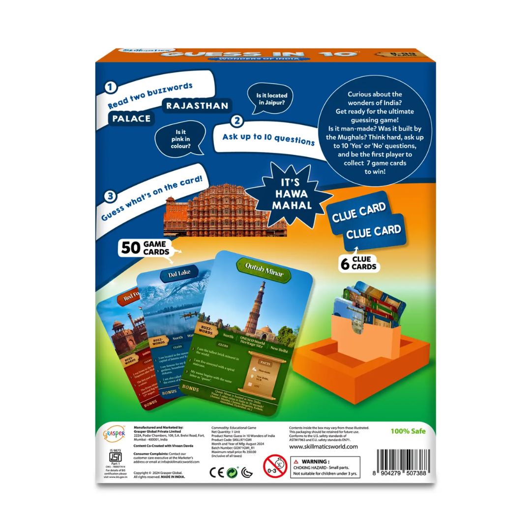 Skillmatics: Guess in 10: Wonders of India | Trivia Card Game