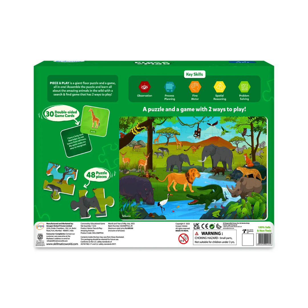 Skillmatics: Piece & Play - Amazing Animals | Floor Puzzle & Game