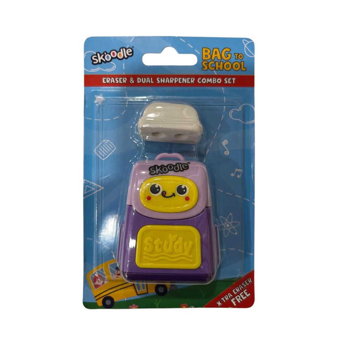 Skoodle: Bag To School- Eraser & Sharpener Combo Set - Purple