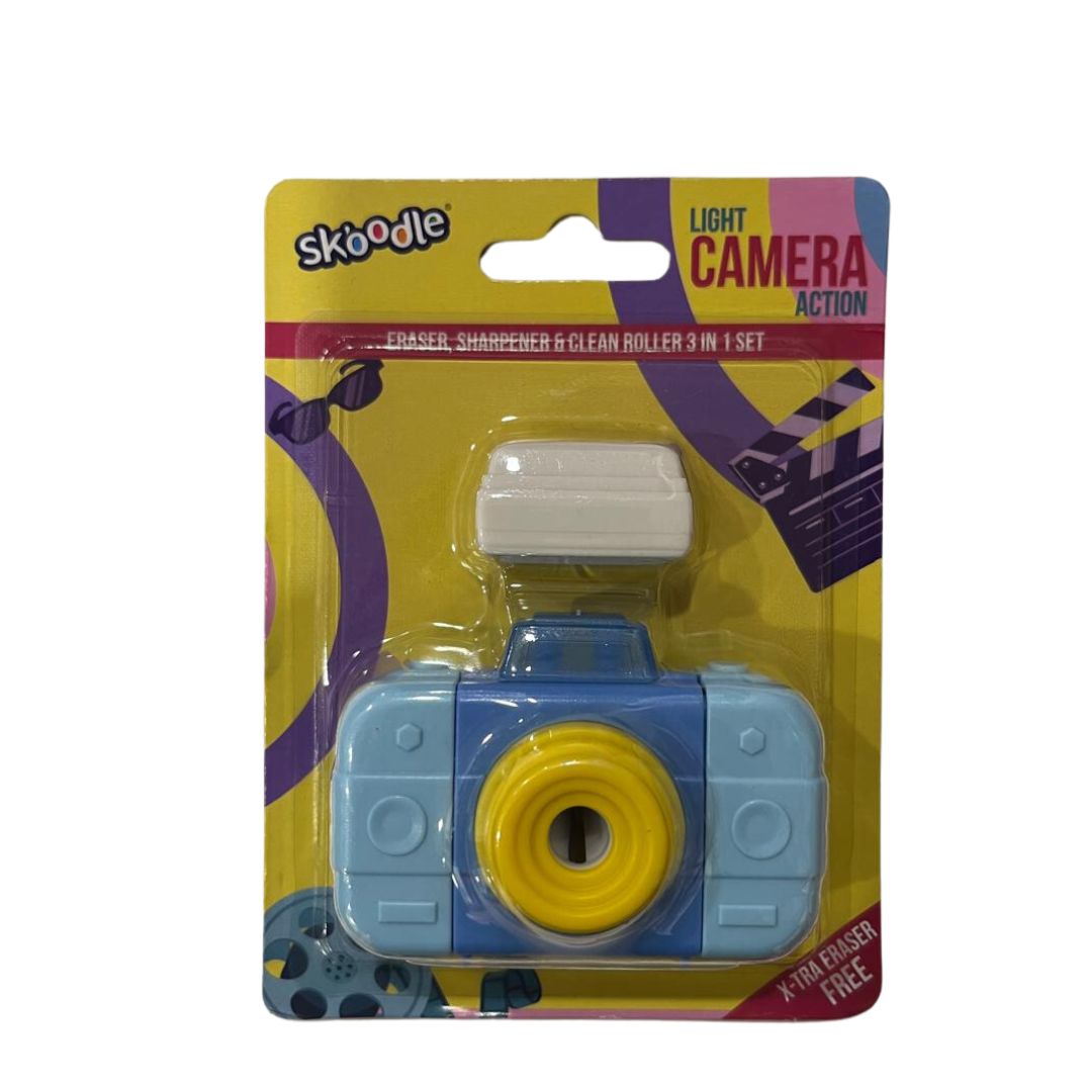 Skoodle: Light Camera Action - Eraser & Sharpener Combo Set - Blue