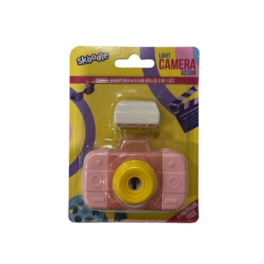 Skoodle: Light Camera Action - Eraser & Sharpener Combo Set - Pink