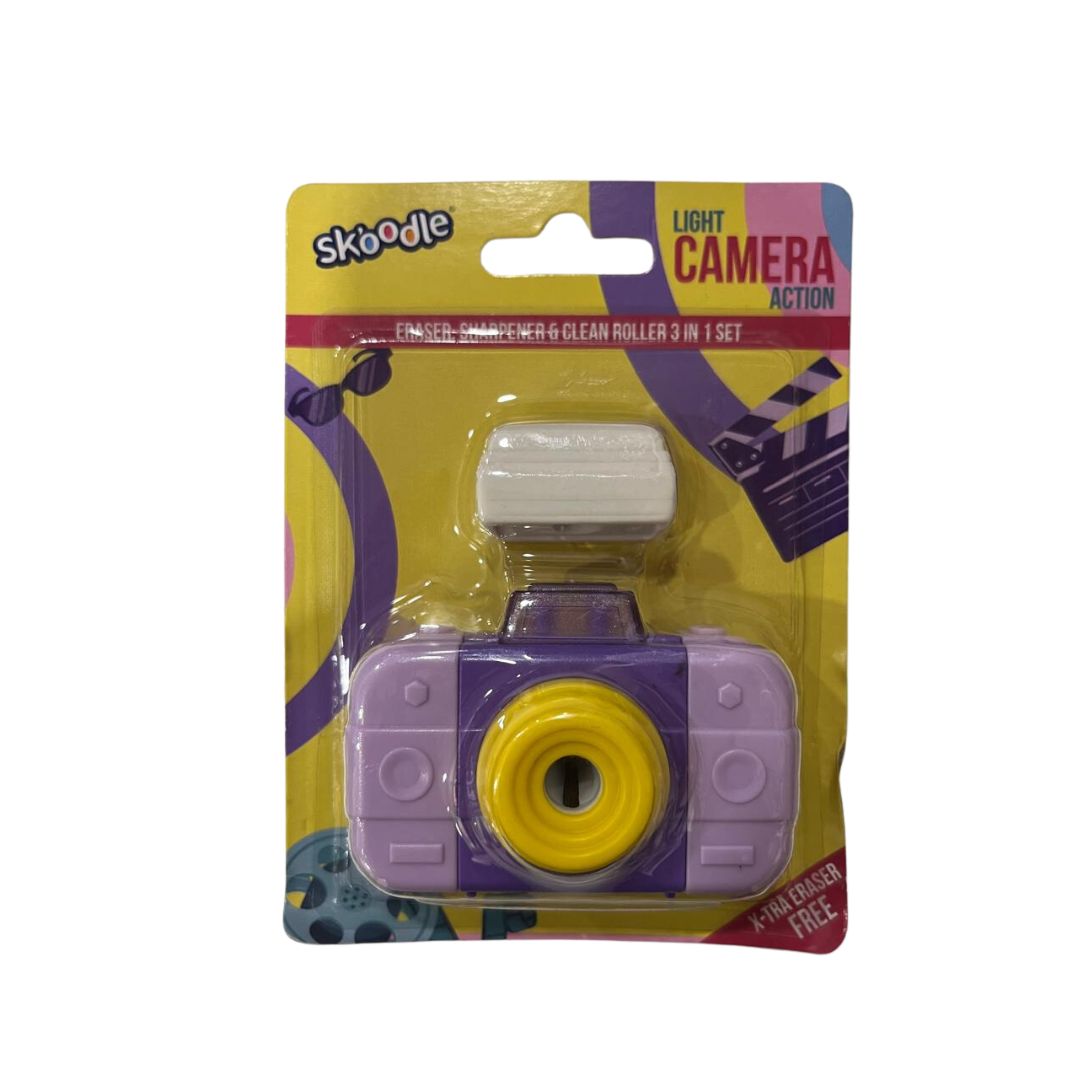 Skoodle: Light Camera Action - Eraser & Sharpener Combo Set - Purple