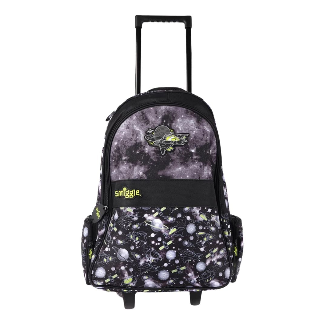 Smiggle LightUp Wheels Trolley Backpack - Space Black