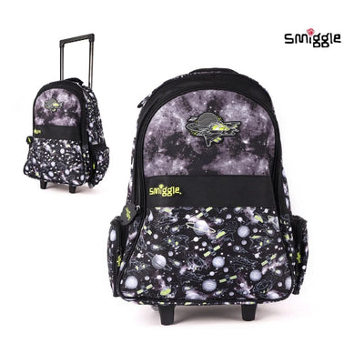 Smiggle LightUp Wheels Trolley Backpack - Space Black