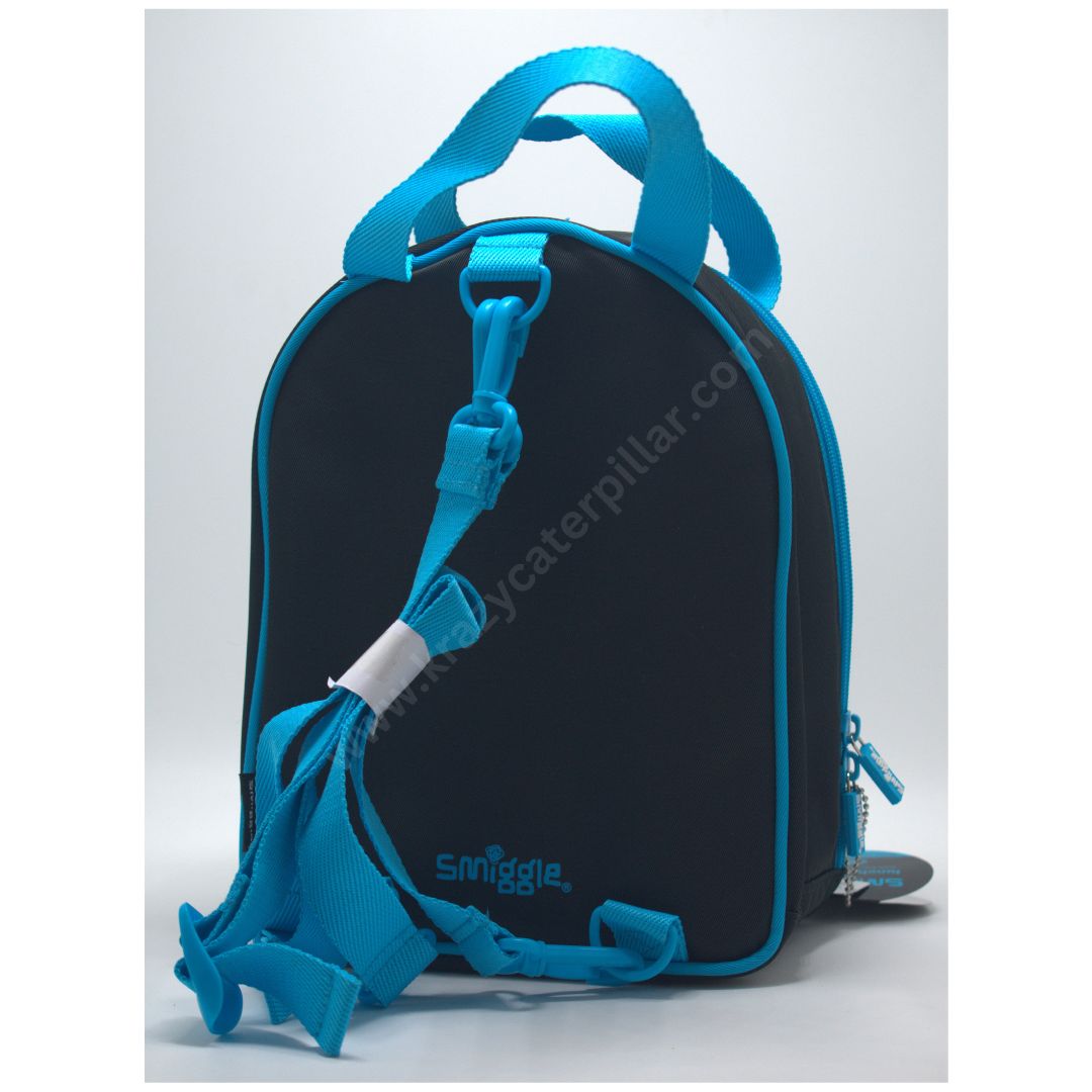 Smiggle Lunchbox Arc With Backpack Straps - Black Blue