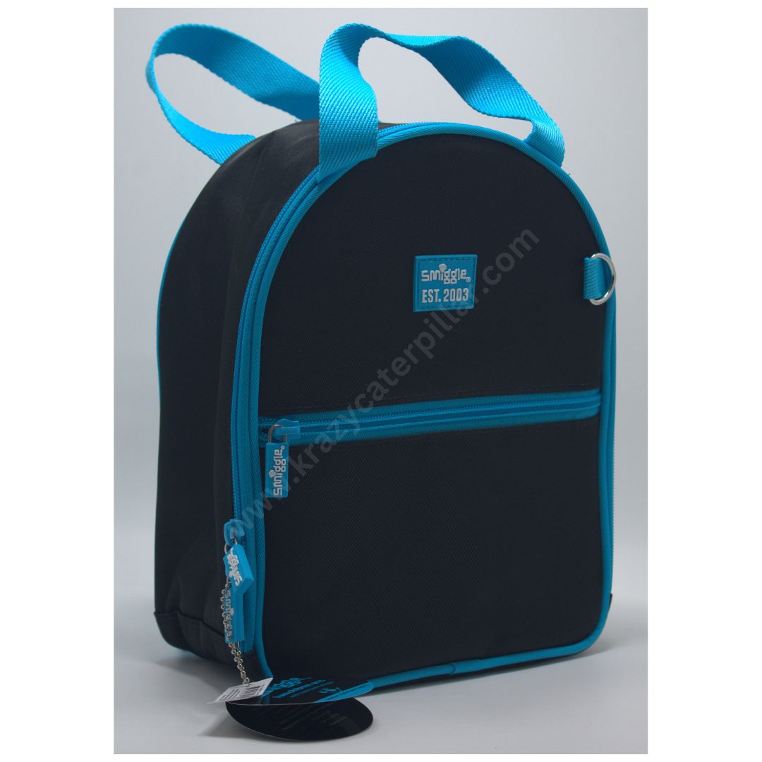 Smiggle Lunchbox Arc With Backpack Straps - Black Blue