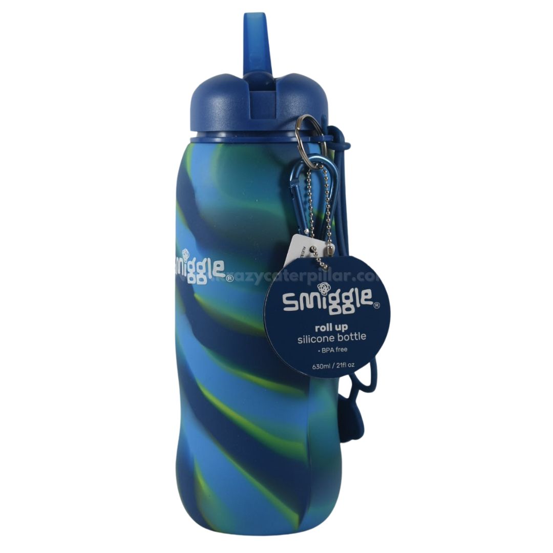 Smiggle Roll Up Silicone Bottle - Blue