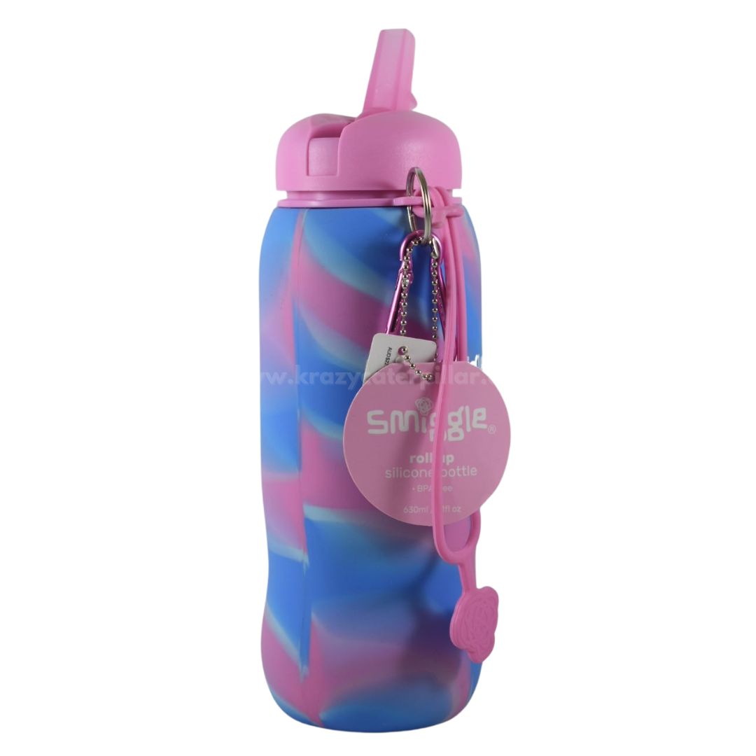 Smiggle Roll Up Silicone Bottle - Pink