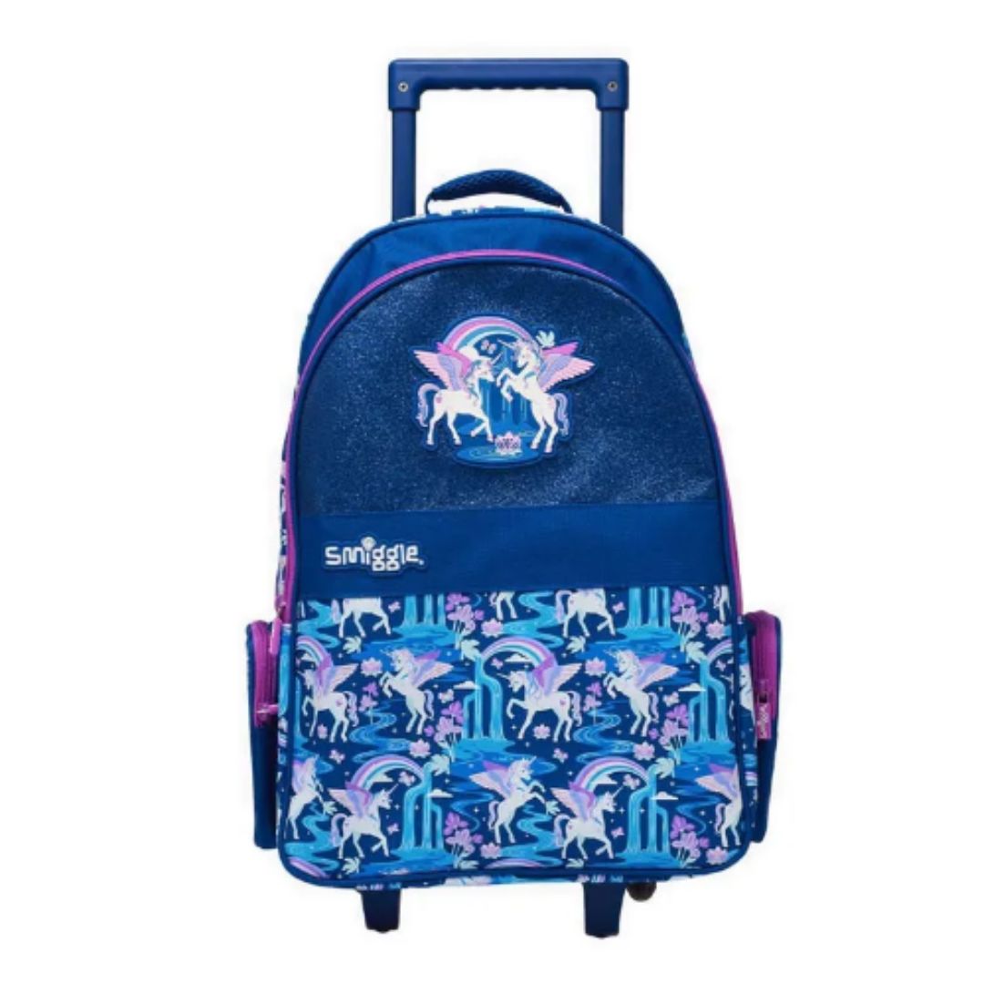 Smiggle LightUp Wheels Trolley Backpack - Unicorn Blue