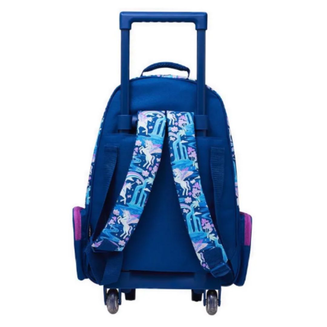 Smiggle LightUp Wheels Trolley Backpack - Unicorn Blue