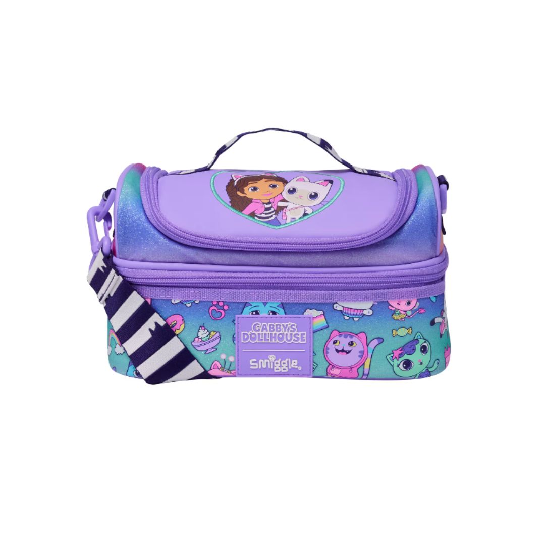 Smiggle Gabby's Dollhouse Double Decker Lunchbox With Strap