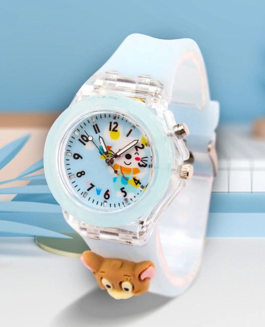 Spiky 3D Cartoon Analog Light Watch-Monk Blue