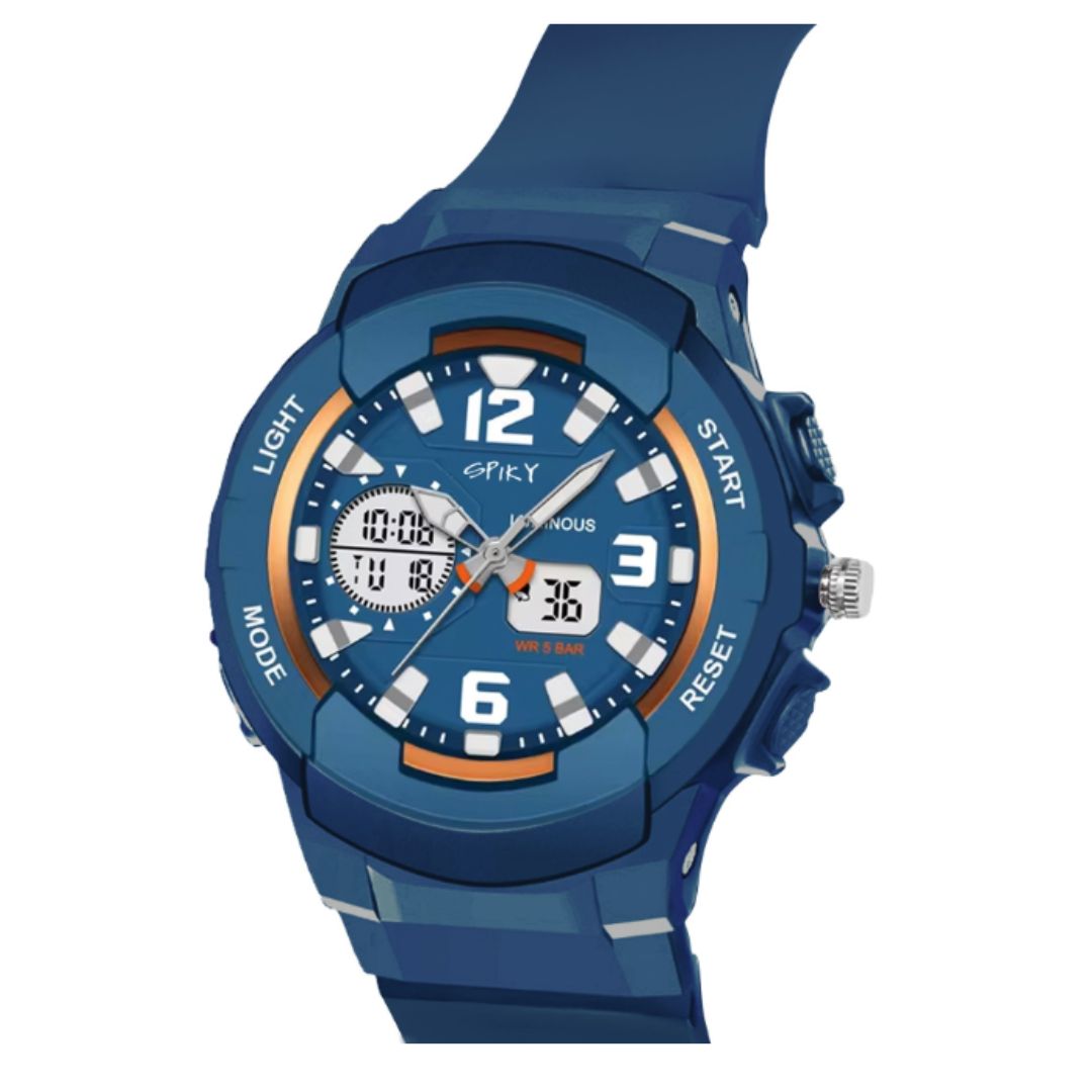 Spiky Analog & Digital Sporty Watch - Blue