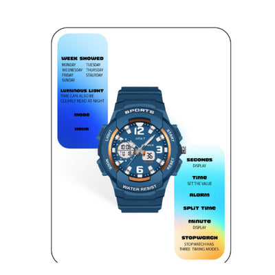 Spiky Analog & Digital Sporty Watch - Blue