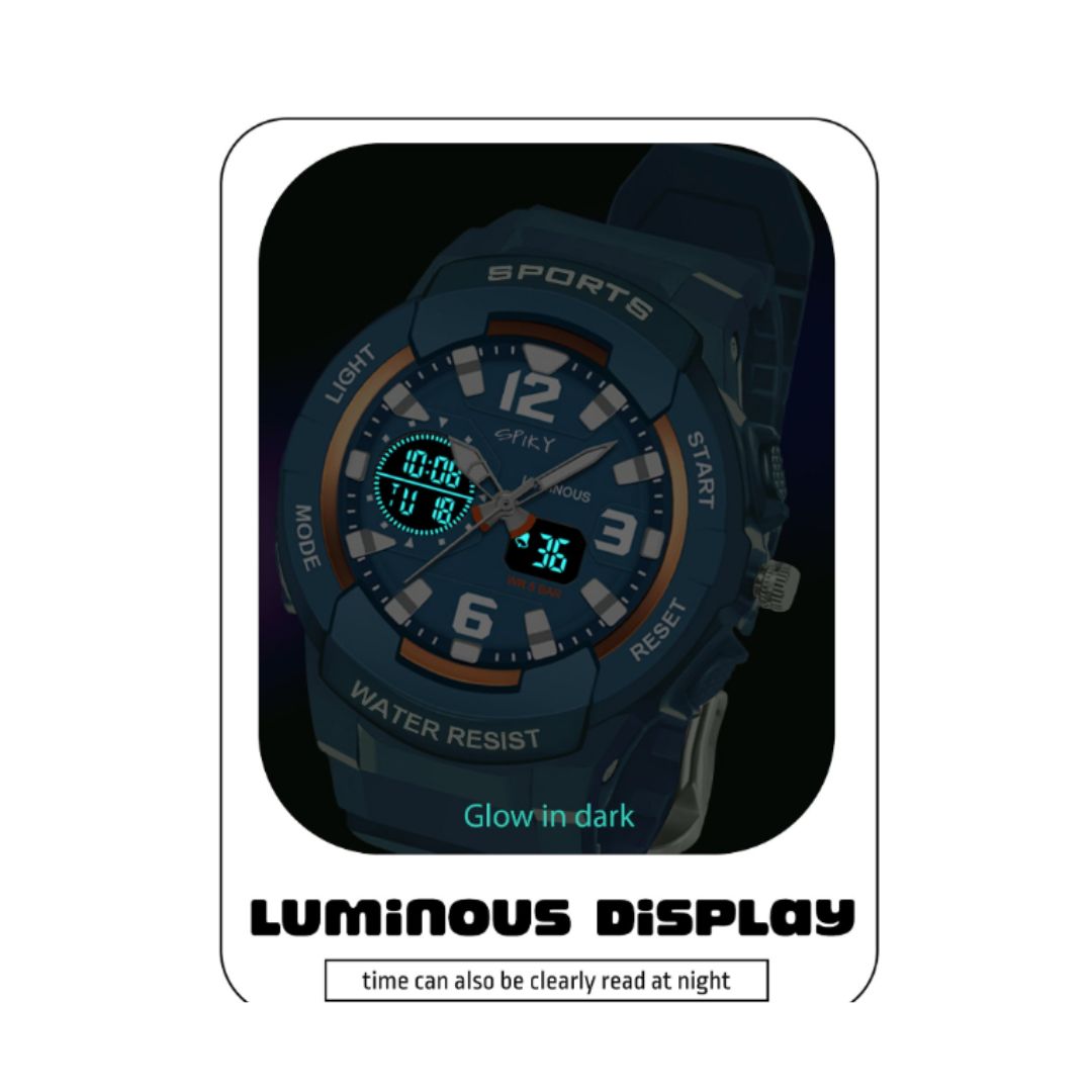 Spiky Analog & Digital Sporty Watch - Blue