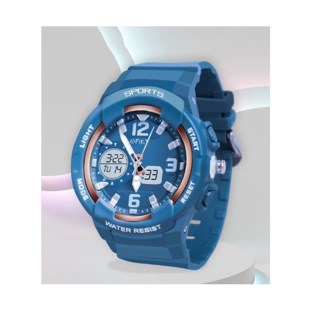 Spiky Analog & Digital Sporty Watch - Blue