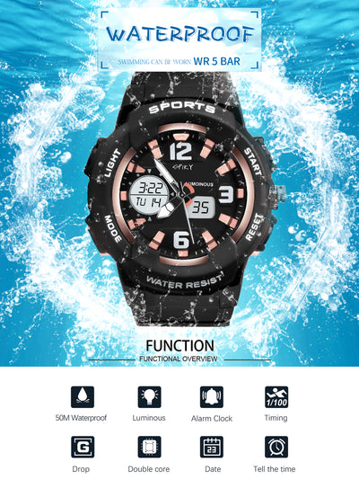 Spiky Analogue Digital Rugged Sports Watch – Black