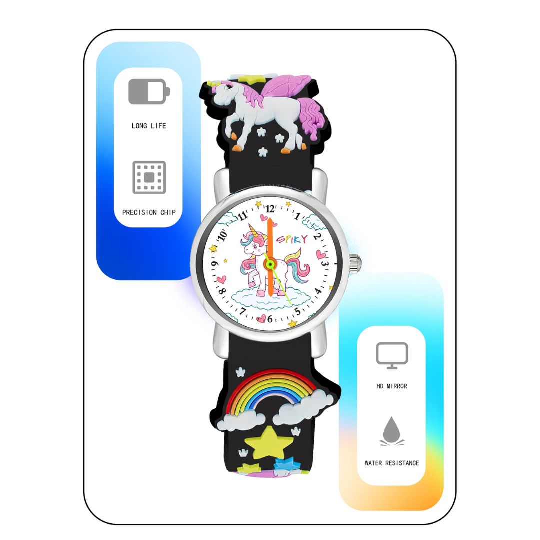 Spiky: Eva9 Round Unicorn Strap Analog Watch