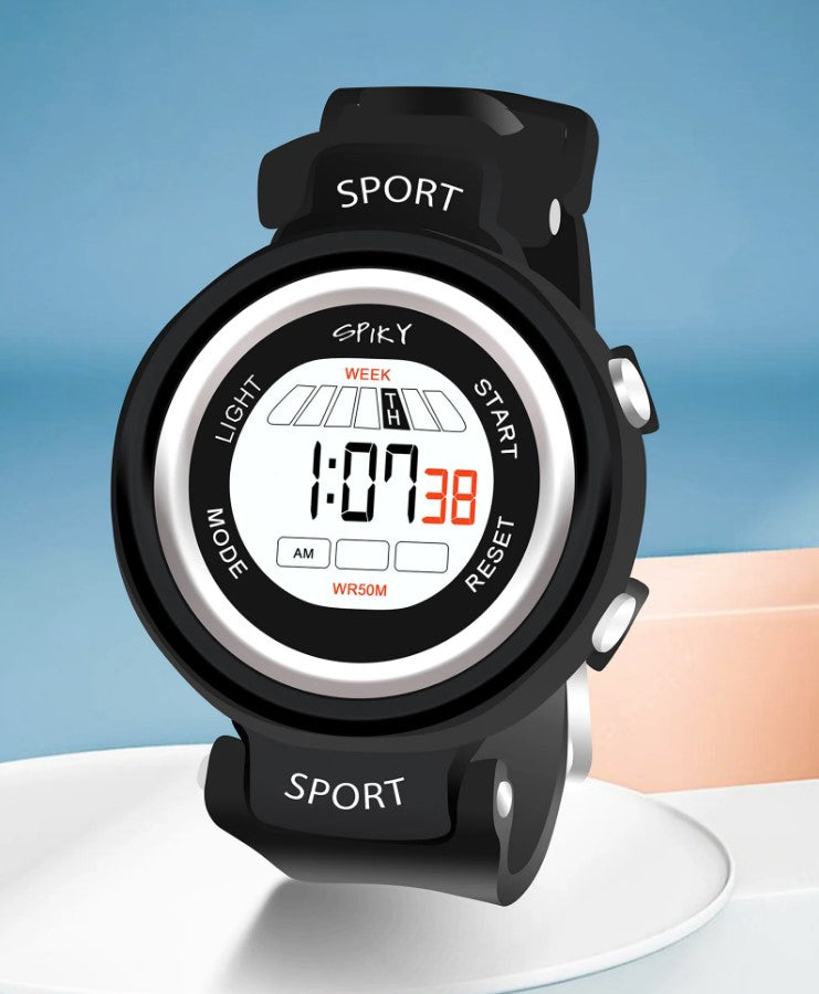 Spiky Fashionable Digital Sports Watch - Black